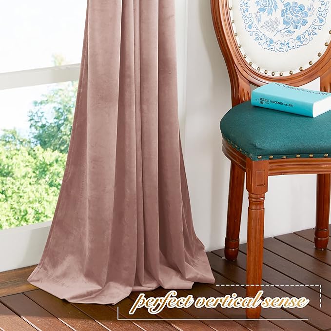 NICETOWN Dusty Pink Velvet Curtains and Drapes
