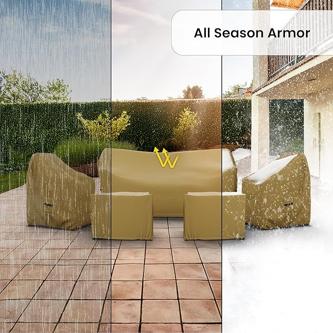 Covers & All Patio Furniture Cover Set, 5 Piece Outdoor Furniture Covers, Water-Repellent UV & Weather Resistant Covers for Sofa, Chairs & Ottomans with Elastic & Padded Handles