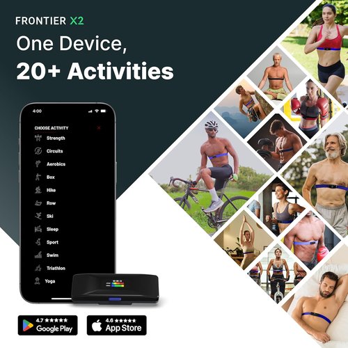 Frontier X2 Smart Heart Rate Monitor - Wearable Chest Strap with Real-Time Alerts & 20+ Fitness Modes