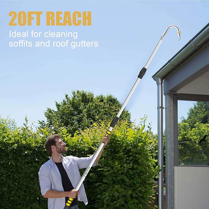 12FT (20ft Reach) Telescopic Gutter Cleaning Tools from The Ground, Rain Gutter Cleaners Tool with Hose Copper Attachment/09