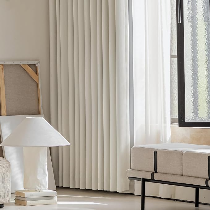 FMFUNCTEX 100% Blackout Beige Curtains
