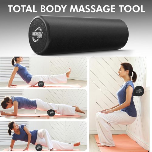 Invincible Fitness EPP Foam Roller - 17'' Deep Tissue Massage for Enhanced Recovery & Pain Relief (Black)