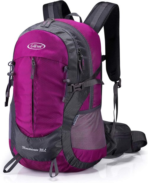 G4Free 35L Hiking Backpack Water Resistant Outdoor Sports Travel Daypack Lightweight with Rain Cover for Women Men (Peacock Green)