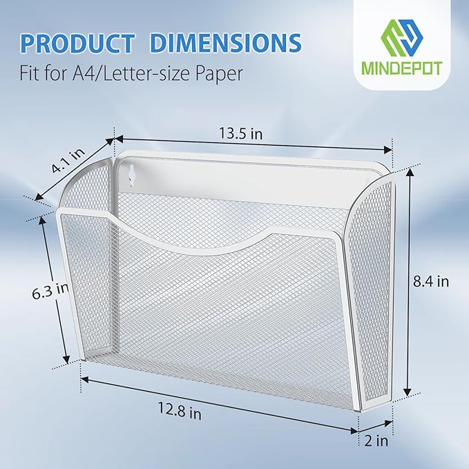 MINDEPOT Wall File Organizer, Hanging Wall Mounted File Folder Binder Holder
