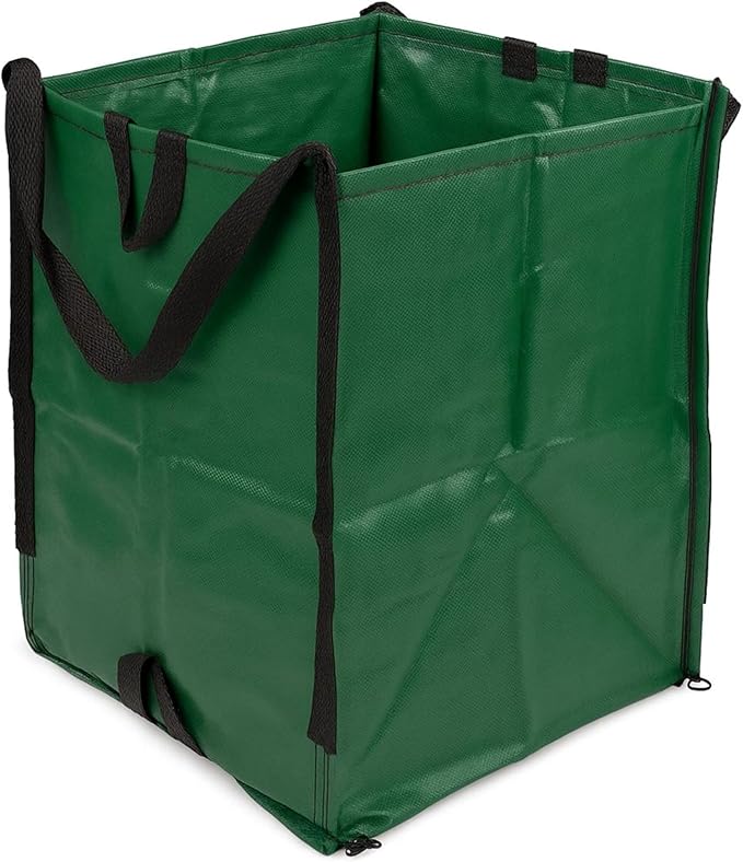 DURASACK Heavy Duty Home and Yard Bags 48-Gallon Reusable Self-Standing Lawn and Leaf Bags Garbage Can with Reinforced Handles, Green
