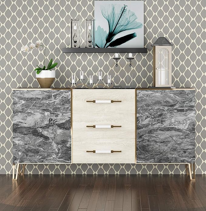 Livelynine 15.8X197 Gray Marble Contact Paper Peel and Stick Countertops