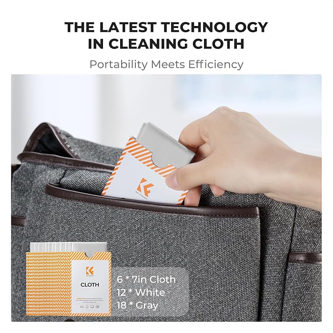 K&F Concept 30 Pack Lens Cleaning Cloth | Microfiber Cleaning Cloth | Glasses Cleaning Cloths | Eyeglass Lens Cleaner | Eyeglasses, Camera Lens, VR/AR Headset, and Screen Cleaning | White & Grey