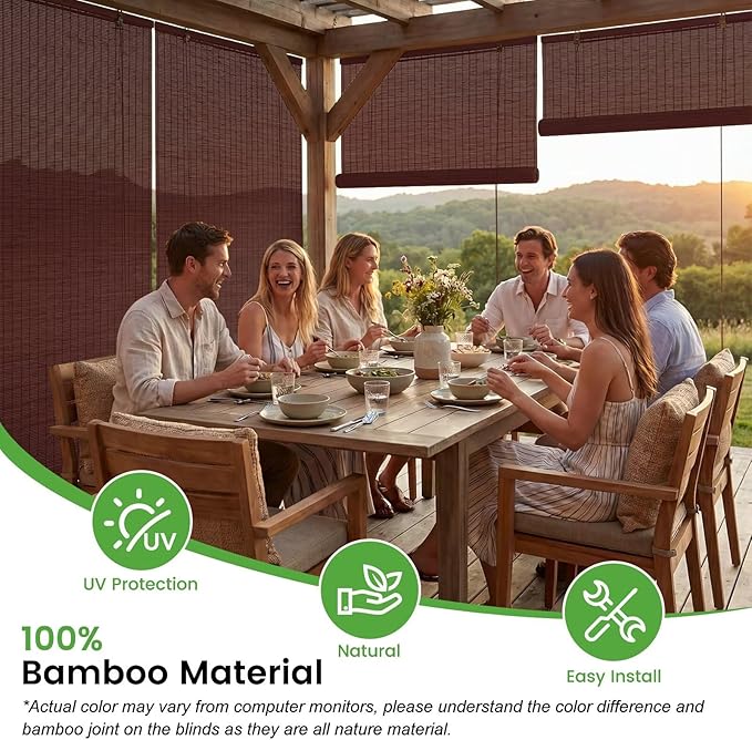 Bamboo Blinds, Custom Sizes Roller Shades