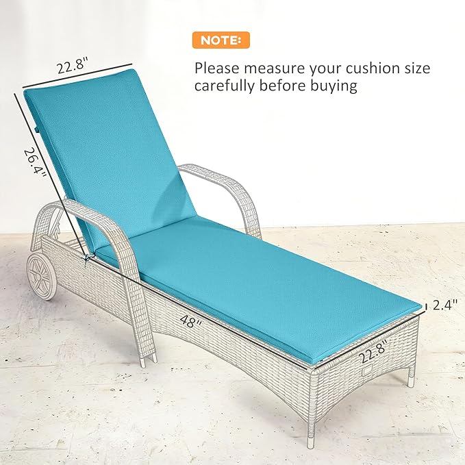 Outsunny Outdoor Lounge Chair Cushion Set of 2, UPF50+ 200gsm Fabric and 25D High-Density Foam, Foldable Patio Chaise Lounge Cushion Set, Fade Resistant for Lawn Pool, 76" x 23", Light Blue