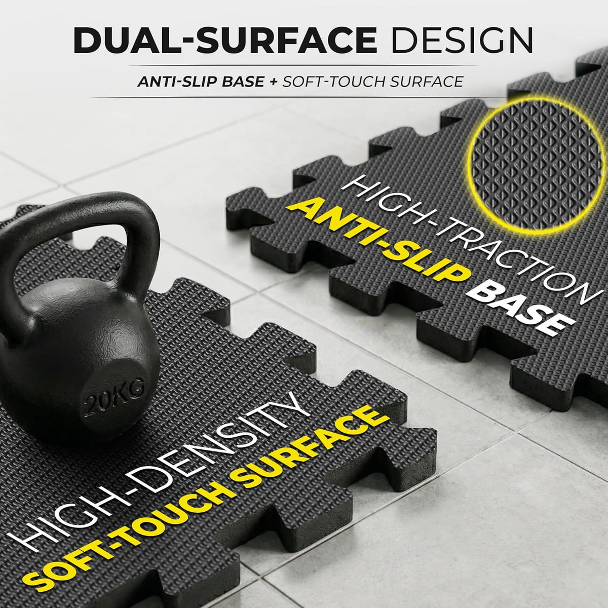 Bemaxx Gym Mats Set - 18 Pcs EVA Interlocking Foam Floor Tiles | 18 Sq Ft Protective Flooring for Home Workouts