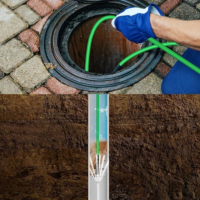 Sewer Jetter Kit for Pressure Washer 200FT – 5800PSI High-Pressure Drain Cleaner, M22 & 1/4'' NPT Universal Fit, Unclog Gutters & Sewer Lines, Durable Jetter Hose for Homeowners & DIYers (200FT)