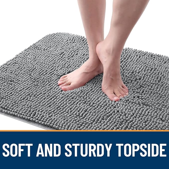 OLANLY Dog Door Mat for Muddy Paws 70x24, Absorbs Moisture and Dirt, Absorbent Non-Slip Washable Doormat, Quick Dry Chenille Mud Mat for Dogs, Entry Indoor Entryway Carpet for Inside Floor, Grey