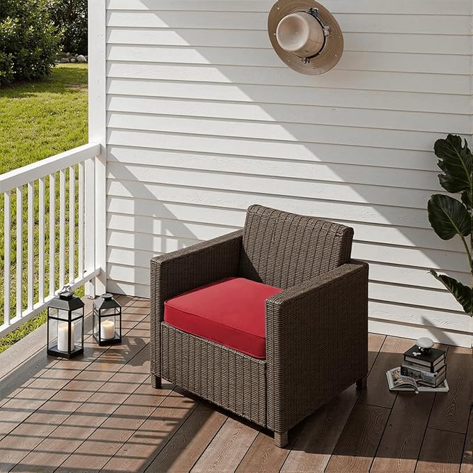 PatioGlow Outdoor Chair Cushions 20 x 20 x 3 Inch, Waterproof & Fade Resistant Patio Seat Cushion for Furniture with Handle and Ties, Thick Seating Pads for Outside Sofa Couch Set of 2, Red