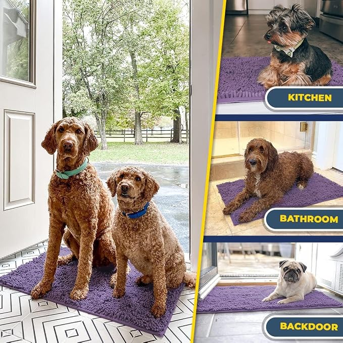 Muddy Mat® | Super Water Absorbent Door Mat Indoor, Microfiber Quick Dry Chenille Entryway Rug, Slip Resistant Front Door Mat, Indoor Mats for Entryway, Machine Washable Pet Rug, Lavender 20" x 33"