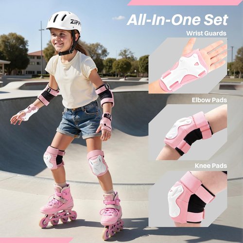 Jova ZIFFY Knee Pads Set - Adjustable Protective Gear for Kids | Includes Elbow Pads & Wrist Guard - 2 Sizes, 4 Colors
