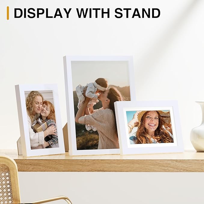 Vittanly Picture Frames Collage Wall Decor for Mounting or Tabletop Display, Gallery Wall Frame Set for Family, Multi Sizes Including 4pcs 8x10, 4pcs 5x7, 4pcs 4x6, White