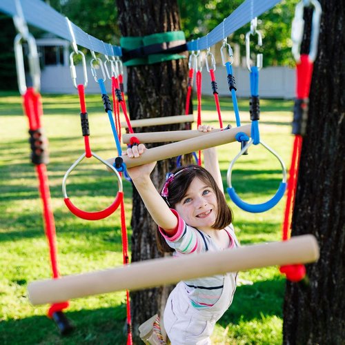 Lily's Things Monkey Bars for Kids - 2 Pack Ninja Slackline Accessories for Backyard Playsets