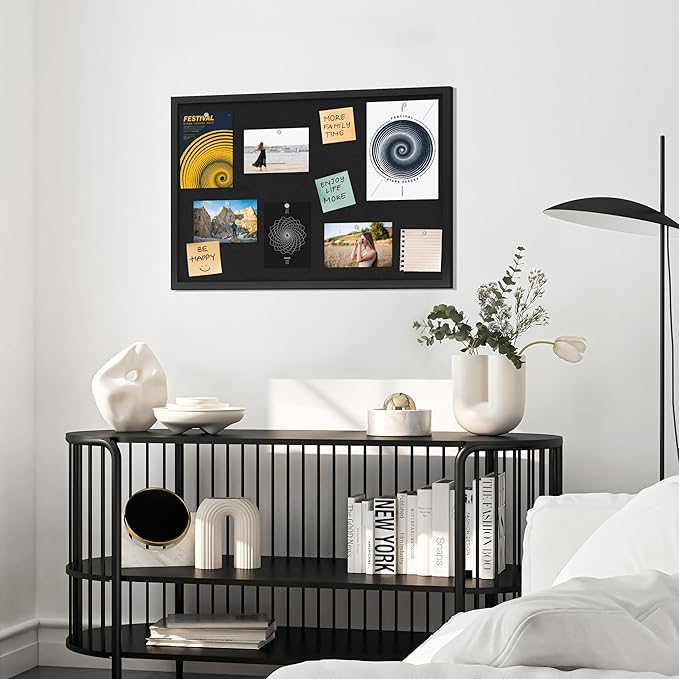 DAHAPYBOO Cork Board with Linen Black, Bulletin Board 23"x17", Corkboards