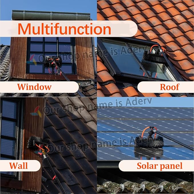 3.6-10.8M Window Cleaning Telescopic Pole,Water Fed Extendable Brush,Suitable for Cleaner Conservatory Roof Photovoltaic Panel Cleaning Extendable Solar Panel Roof Cleaning Tools (10.8M)