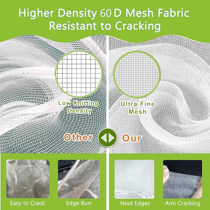 Drawstring Blueberry Netting for Bushes - 6 Pack 5.25×4.92FT - Easy Install Reusable Garden Netting, Protective Mesh for Fruit Trees & Tomato Plants, Blocks Birds, Squirrels & Insects