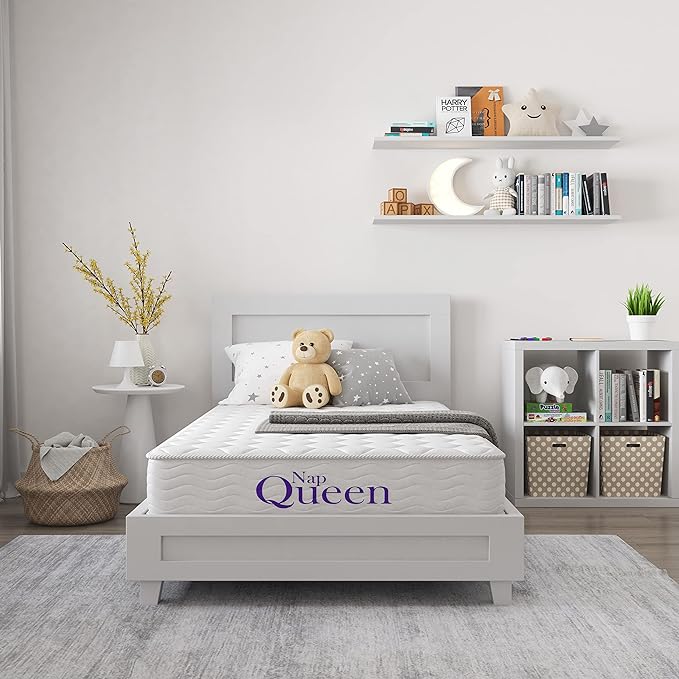 NapQueen Twin-XL Mattress, 6 Inch Elsa Innerspring Medium Feel, CertiPUR-US Certified, Twin-XL Bed Mattress in a Box, Fiberglass Free, White