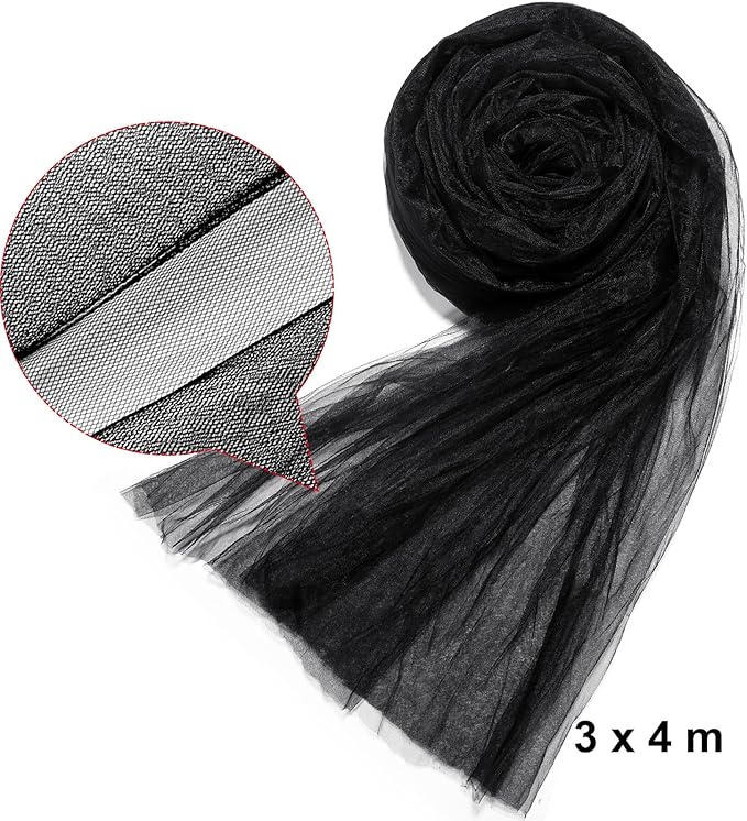 Zonon 10 x 13ft Mosquito Netting Garden Insect Bug Mesh Netting Garden Patio Mesh Screen Net Fly Insect Bug Bird Net Barrier for Patio Balcony Porch Gazebo Vegetables Fruits Plant Protection( Black)