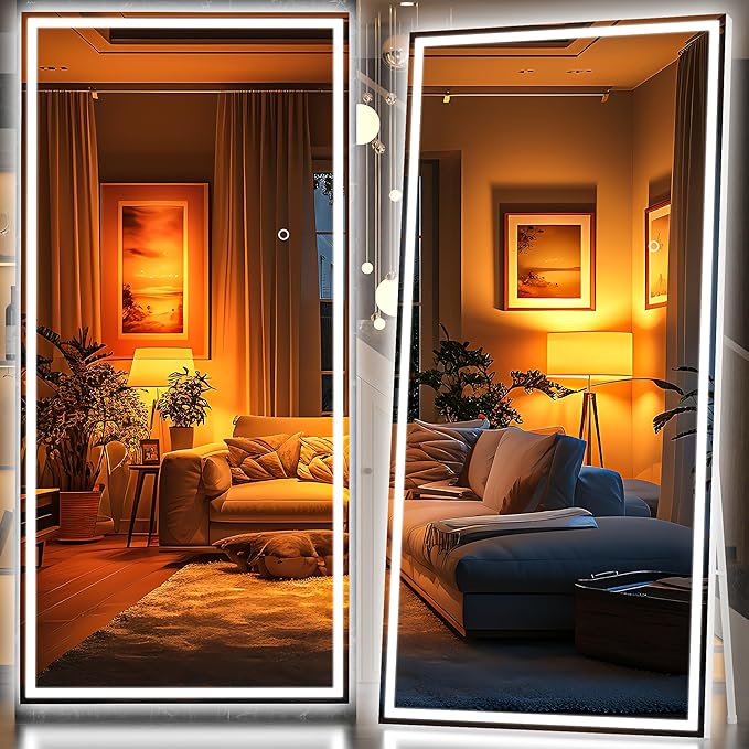 Hasipu Full Length Mirror with Lights, Full Body Dressing Hanging Mounted Mirror