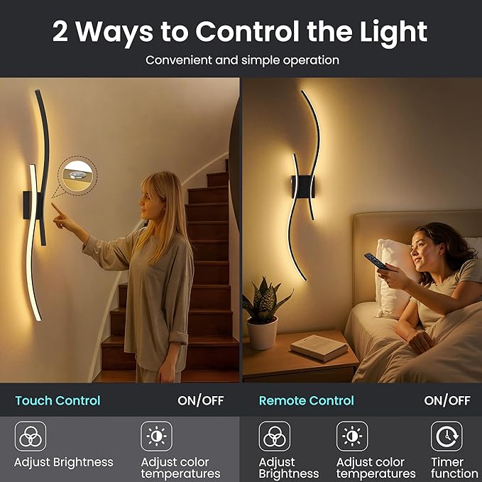Battery Operated Wall Sconces Set of Two, 10000mAh Rechargeable Modern Wall