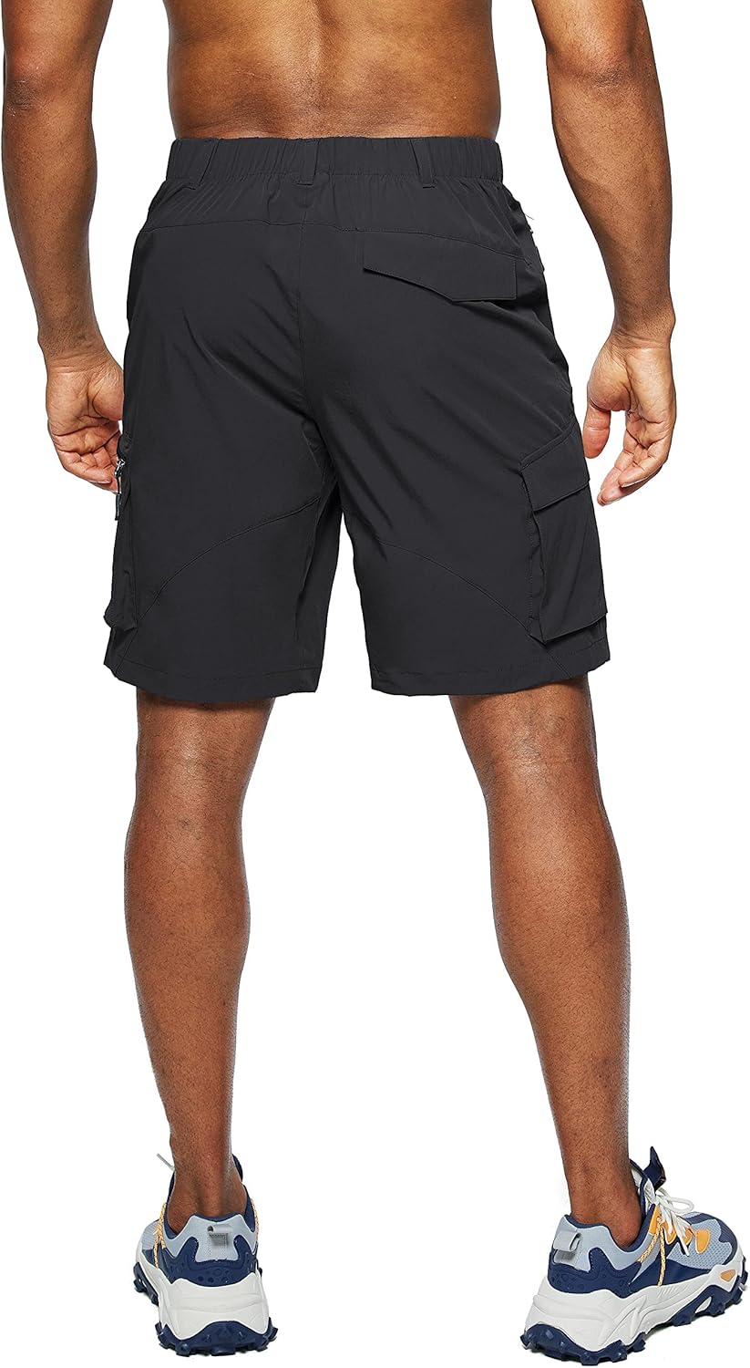 Pudolla Men's Hiking Cargo Shorts - Quick Dry Outdoor Travel Shorts with Multi-Pockets for Fishing & Camping