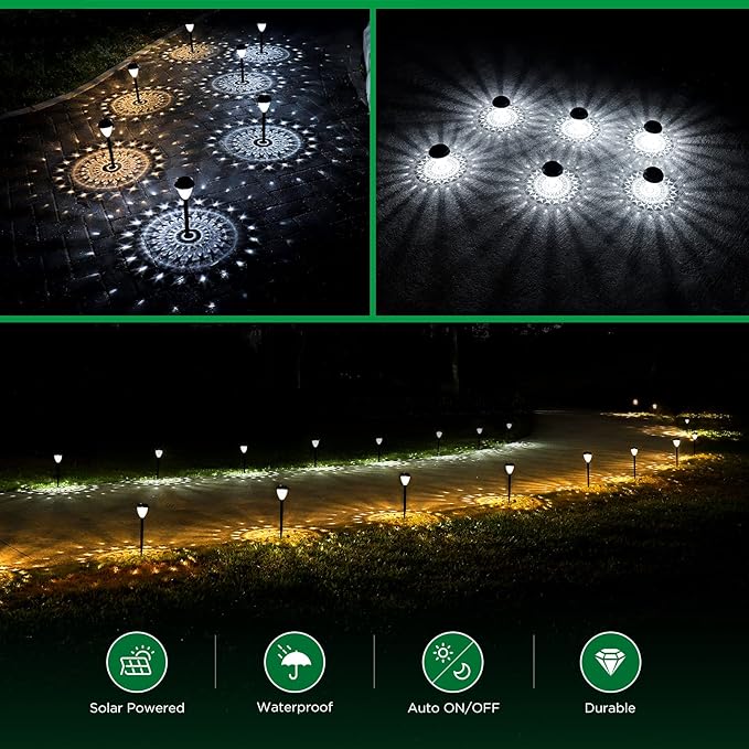 URAGO Super Bright Solar Lights Outdoor Waterproof-10 Pack, Dusk to Dawn Up to 12 Hrs Solar Powered Outdoor Pathway Garden Lights Auto On/Off, LED Landscape Lighting Decorative for Walkway Patio Yard