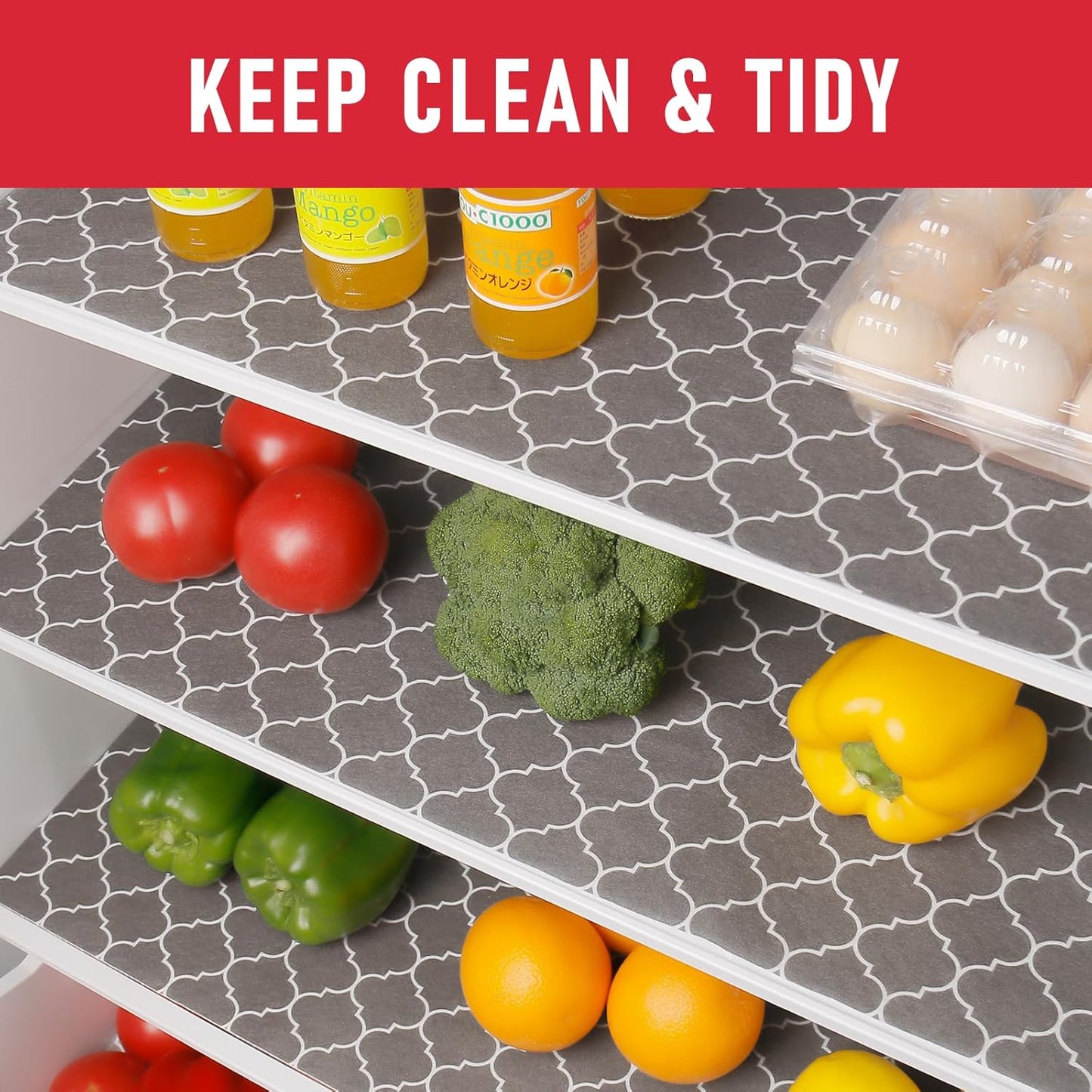 Cooyes 2 in 1 Refrigerator Liners & Fresh mats for Fridge Drawer and Glass Shelves, Absorbent Fridge Liners Washable, BPAfree Cloth Shelf Paper - Keep Produce Fresh Longer