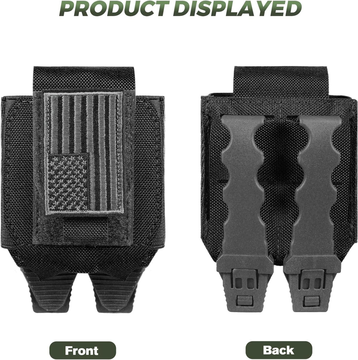 Skiennix Handcuff Pouch - Tactical Holster with USA Flag Patch for Duty Belt & Vest | Fits ASP, Hinged, Chain, Folding Rigid Handcuffs