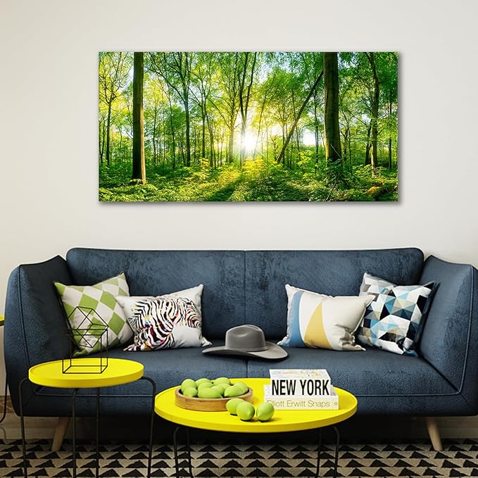 JLXART Nature Wall Art Sunshine Green Forest Canvas Pictures Scenery Wall Art Landscape Art Prints Beautiful Artwork for Living Room Bedroom Kitchen Home Office Decorations 30x58inch