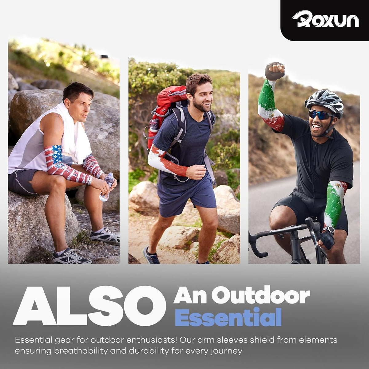 ROXUN Arm Sleeves - Cooling UV Sun Protection | Sports Compression for Men & Women