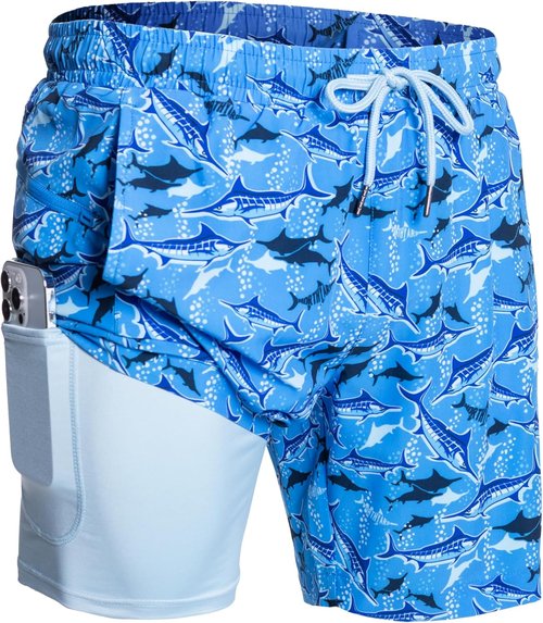 NORTHYARD Men's Swim Trunks - 2-in-1 Quick Dry Board Shorts with Compression Liner | 7" Beach Shorts with Pockets