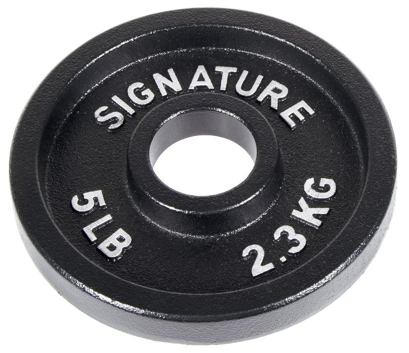 Signature Fitness Deep Dish 2-Inch Olympic Cast Iron Weight Plates with E-Coating, Black