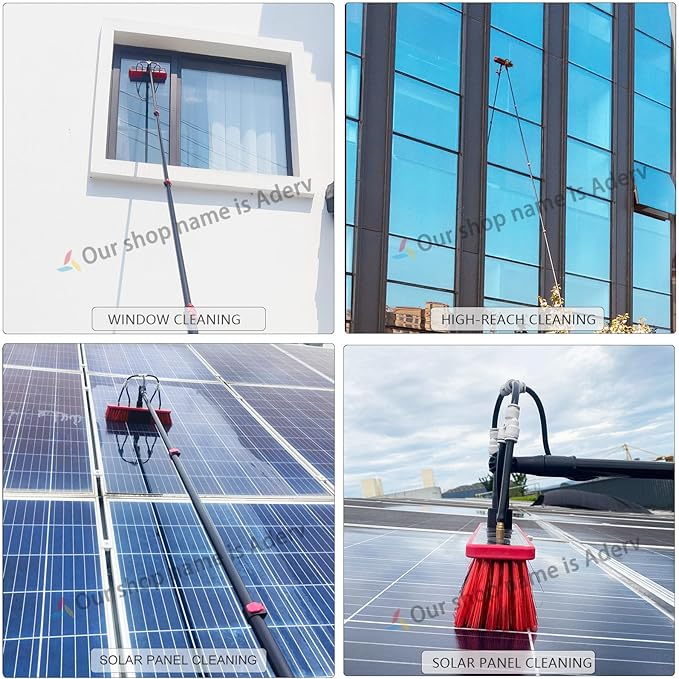 Washing Kit, Water-fed Brush W/Soap Dispenser, 3.6-6M Window Cleaning Pole, Water Fed Telescopic Brush,Window Cleaner Equipment,Extendable Solar Panel Washing Equipmen (55cm Brush Head,6M)