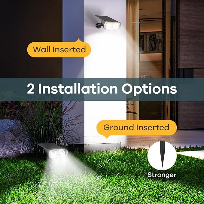 Linkind Solar Lights Outdoor Waterproof IP67, StarRay Dusk-to-Dawn Outdoor Solar Lights, 3 Lighting Modes Solar Spot Lights Outdoor for Garden, Yard, Landscape (Daylight, 6 Pack)