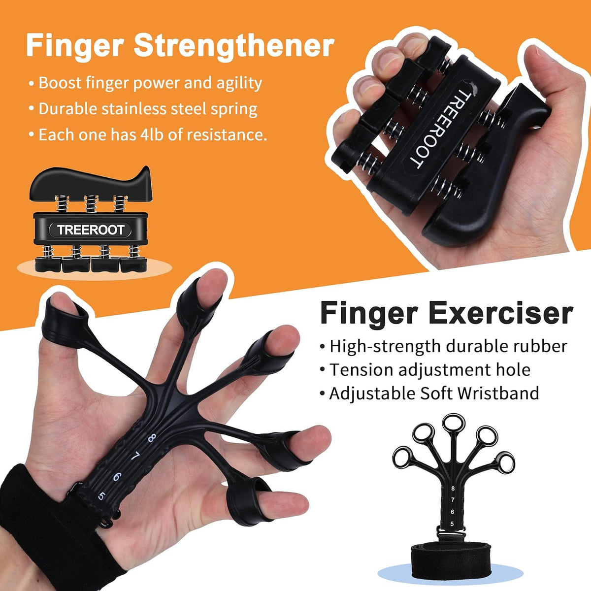 Skiennix Grip Strength Trainer Kit - 5PCS Hand Gripper & Forearm Exerciser Set for Stress Relief