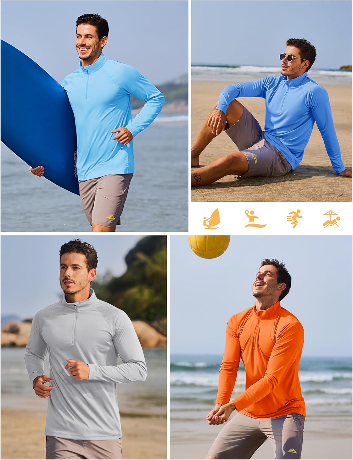 TACVASEN Men's Athletic Long Sleeve Shirts - 1/4 Zip Sun Protection Rash Guard | UPF 50+ Running T-Shirts