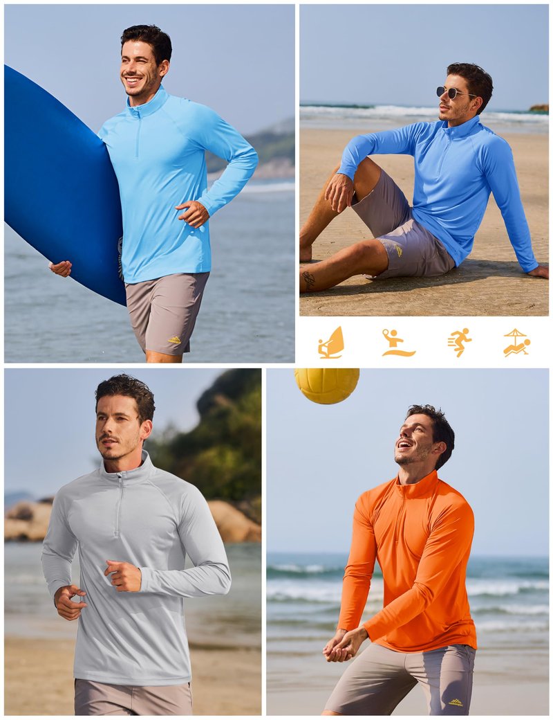 TACVASEN Men's Athletic SPF Pullover Shirts Running Fishing Tops Summer Sun Protection UPF 50+ Dry Fit T-Shirts Light Purple S
