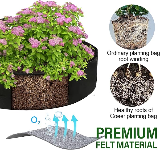 ZtohPyo 50 Gallon Plant Grow Bags, Large Fabric Raised Garden Bed with Handles, Durable Garden Beds Planters Aeration Gardening Container to Grow Vegetables for Outdoor Plants