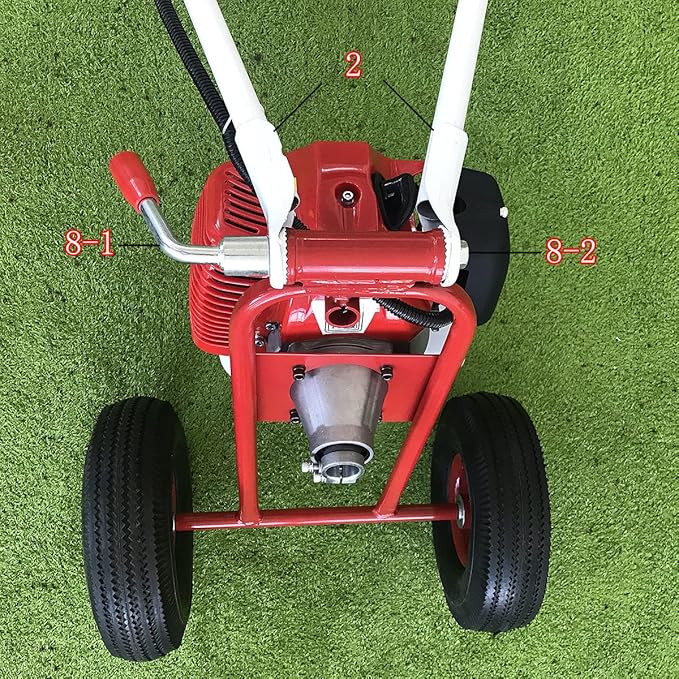 Handheld Sweeper 43CC 2 Stroke Gasoline Power Sweeper Outdoor Sweeping Broom 1.7HP Walk Behind Sweeper Cleaner Turf Lawns Driveway Grass Sweeping Cleaning Tool