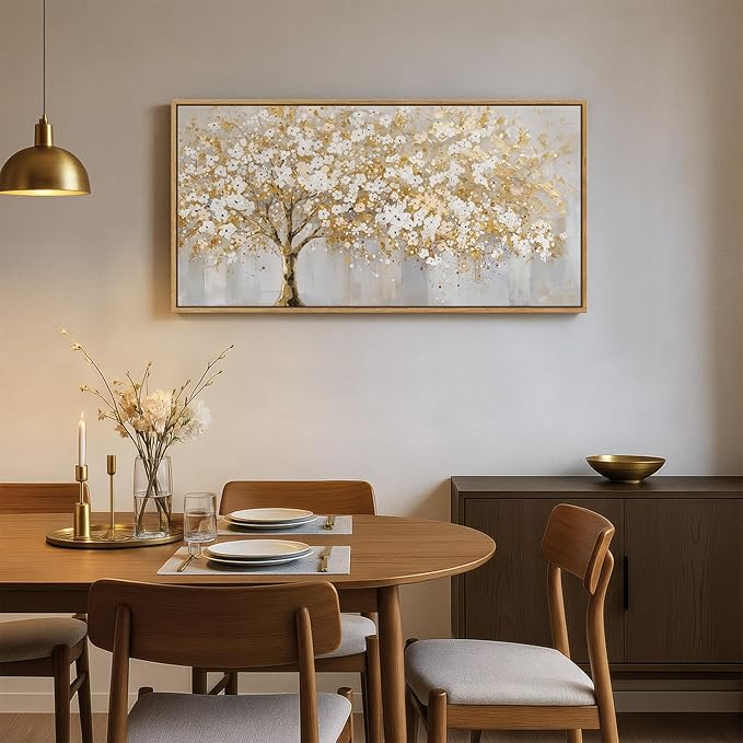 Large Framed Gold Tree Wall Art
