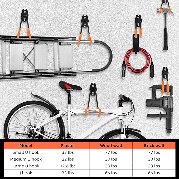 6-Pack Small Square Heavy Duty Garage Hooks, Utility Room Storage