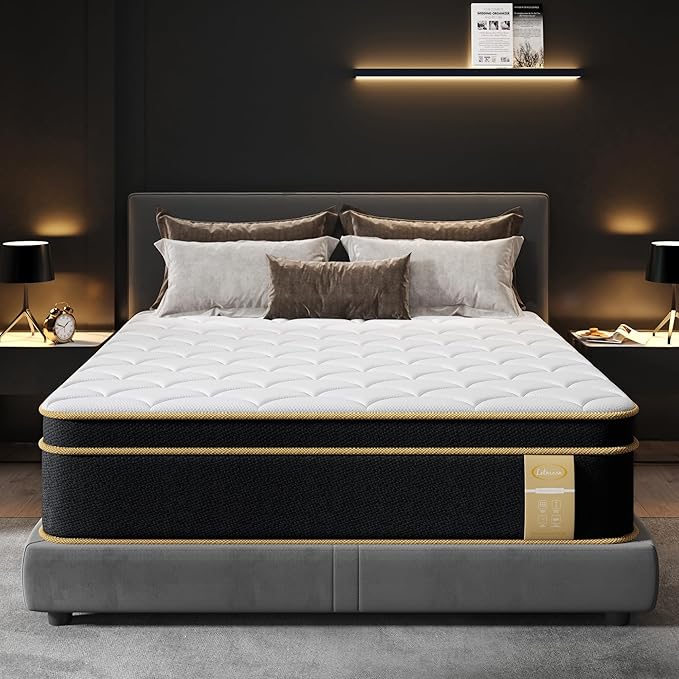 Firm King Size Mattress, 12 Inch Gel Memory Foam Hybrid Mattress King Bed in a Box, Pressure & Pain Relief, Individual Pocket Spring, Edge Support, CertiPUR-US
