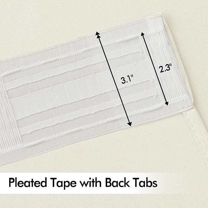 MIULEE Cream Back Tab Blackout Curtains 120 Inch Long 2 Panels Set