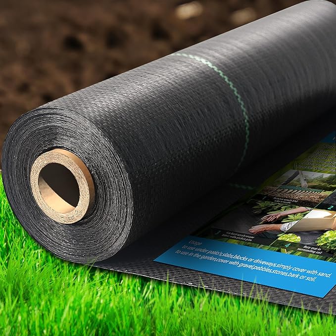 Heavy Duty Weed Barrier Landscape Fabric, Woven Geotextile Ground Cover - Premium Weed Control Mat for Garden Beds, Driveways & Landscaping(1.3ft x 50ft)