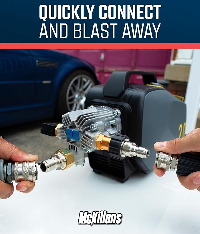 McKillans® M22-14mm Pressure Washer Quick Connect Kit, M22-14mm to 3/8" Male Female Quick Disconnect Kit for Power Washer (Stainless Steel)