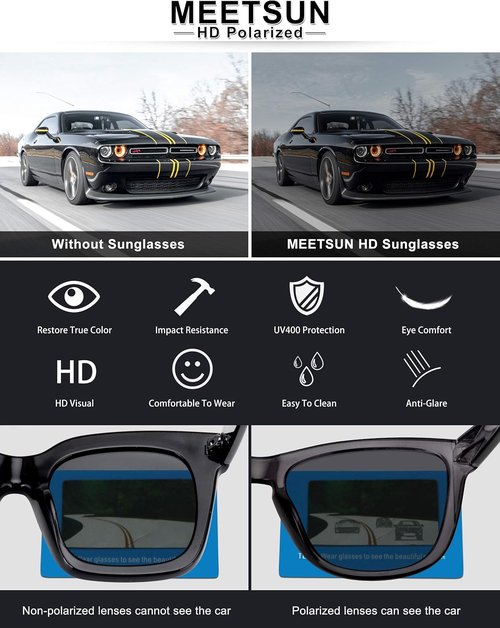 MEETSUN Polarized Sunglasses - Classic Retro Designer Style for Men & Women | UV Protection